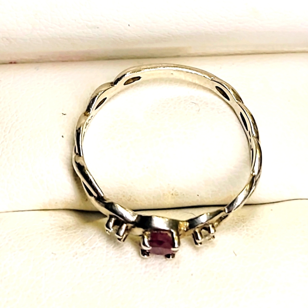 Sterling Silver Celtic Red Ruby Ring - image 2